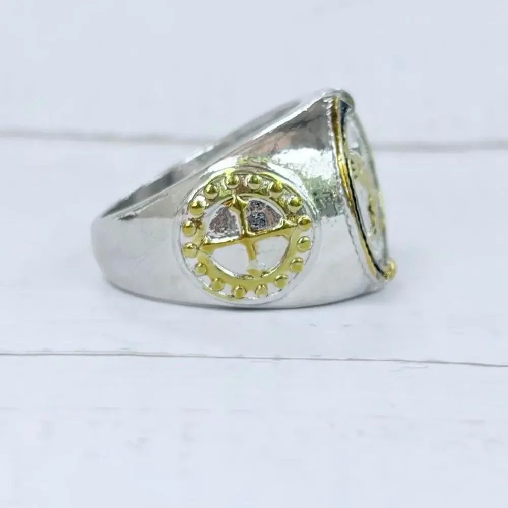 Silver  & Gold Eagle Ring Size 8.5